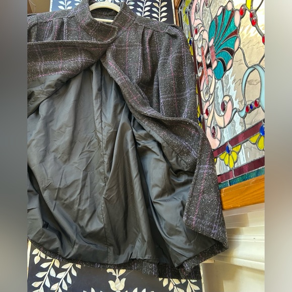 Karizma Vintage Wool Plaid Jacket Blazer Purple Gray Made In Ukraine Size 12 - Picture 6 of 11